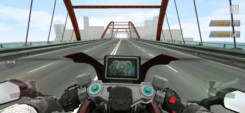 Motorcycle view on a bridge